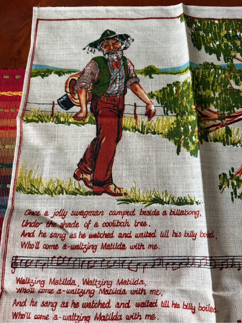 Waltzing Matilda Printed Linen tea towel. - Picture 5 of 8
